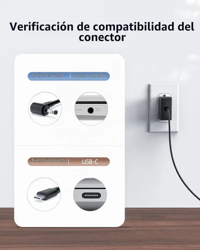 Vista 3 de Cargador de CA de 45 W apto para Asus Vivobook E410MA E410M E410 E510MA E510M E510 E210MA E210M E210 E201NA TP401MA TP401CA TP401NA Cable