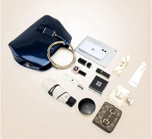 Vista 3 de Bolsos de mano para mujer, con asa superior, de charol, bolso de noche, para bodas, compras, citas, trabajo