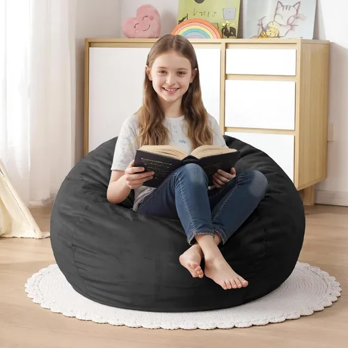 Vista 23 de Sillón puff de 3 pies Sillón estilo puff grande de 3 pulgadas con relleno de espuma viscoelástica, sofá suave con funda de terciopelo holandés