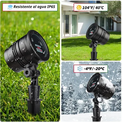 Vista 4 de Proyector de luces láser de Navidad para exteriores: impermeable al aire libre decoraciones de Navidad luz láser, luces de Navidad de proyección