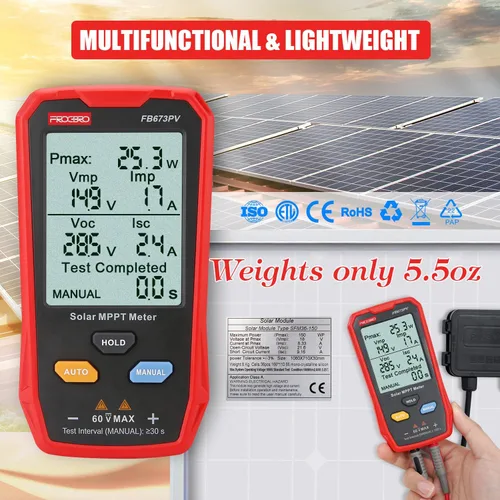 Vista 6 de Multímetro fotovoltaico grande del LCD del probador del panel solar