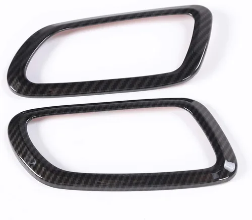 Vista 6 de JeCar Anillo de decoración de manija de puerta interior ABS cubierta interior para Grand Cherokee WK2 2011-2020, textura de fibra de carbono