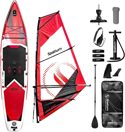 Vista 7 de Spatium Vela inflable de windsurf con tabla de windsurf y vela de 53.8 ft²/64.6 ft² inflable con tabla de vela para windsurfista amigable novato Azul