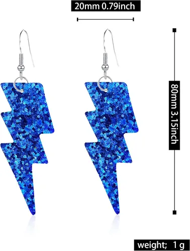 Vista 4 de YUNXI Aretes de lentejuelas de poliuretano de los años 80 para Halloween, aretes de relámpago, retro, ligeros, colgantes para mujer, joyería