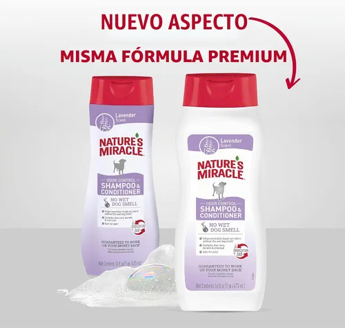 Vista 3 de Nature's Miracle Nature's Miracle - Champú y acondicionador para control de olores, 16 onzas, aroma a lavanda