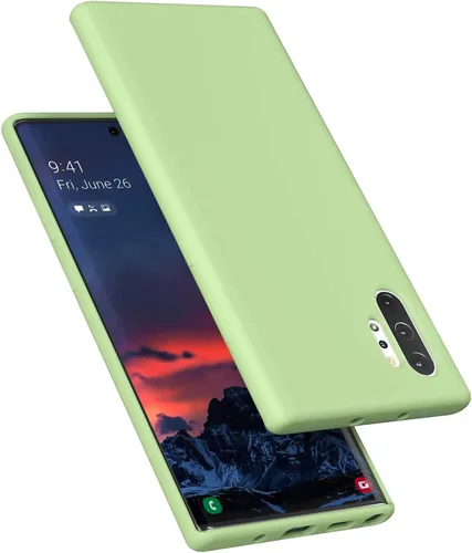 Vista 14 de Diseñada para Galaxy Note 10 Plus, goma de gel de silicona líquida a prueba de golpes, cojín de forro de tela de microfibra suave compatible