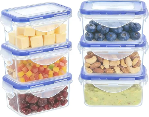 Vista 30 de KIGI Mini recipientes de plástico para almacenamiento de alimentos de 6 onzas con tapas herméticas y a prueba de fugas, ideales para almuerzo