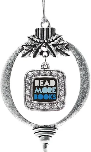 Vista 50 de Inspired Silver - Adorno con dije de reina de rodillo - Adornos navideños cuadrados de plata con joyas de circonita cúbica