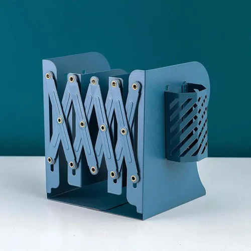 Vista 7 de Sujetadores de libros ajustables Gardesk, sujetadores de libros de metal para libros pesados, sujetadores de libros resistentes, antideslizantes Azul
