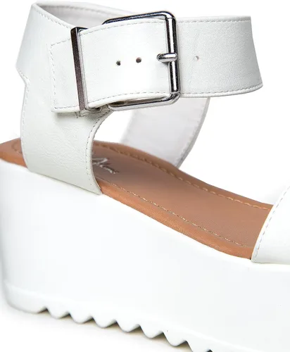 Vista 6 de J Adams Sandalias de plataforma de surf para mujer tacones de cuña con correa al tobillo