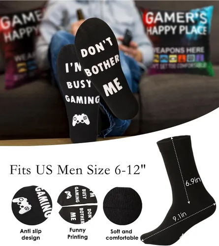 Vista 3 de Regalos de jugador OCCdesign para adolescentes y hombres, decoración para habitación de juegos, juego de funda de almohada para jugador y calcetines