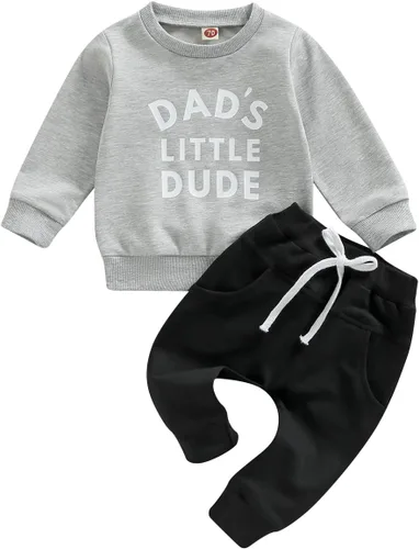Vista 9 de Ropa de otoño e invierno para bebé niño pequeño, sudadera con cuello redondo y pantalones deportivos