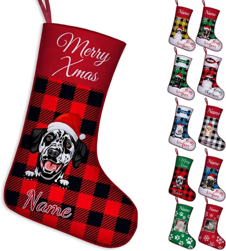 Vista 30 de Calcetines de Navidad personalizados para perros y gatos, 42 patrones de perros y mascotas, calcetines de Navidad personalizados con nombres, adorno