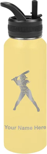 Vista 23 de LaserGram Botella de agua personalizada de 32 onzas, jugador de softbol Regalo grabado para jugadores de sóftbol, acero inoxidable aislado al vacío