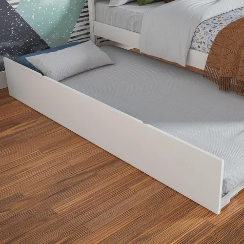 Vista 4 de Cama con plataforma nido doble urbana en color blanco
