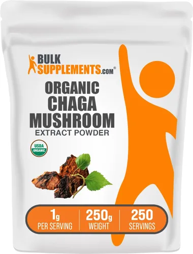 Vista 8 de BulkSupplements. com Polvo orgánico de extracto de hongo Chaga - Polvo orgánico de Chaga, suplemento de hongos, sin gluten, 0.04 oz por porción, 100