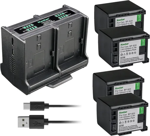 Vista 8 de Kastar Cargador de batería cuádruple compatible con Canon BP-820 BP820, BP-828 BP828, cargador CG-800 CG800, Canon XA60, Canon XA65, Canon XA70