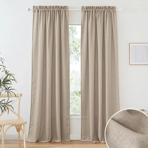 Vista 28 de RYB HOME - Cortinas de lino texturizado semitranslúcidas, privacidad media, filtro de luz, decoración de ventana para dormitorio/baño/sala de estar