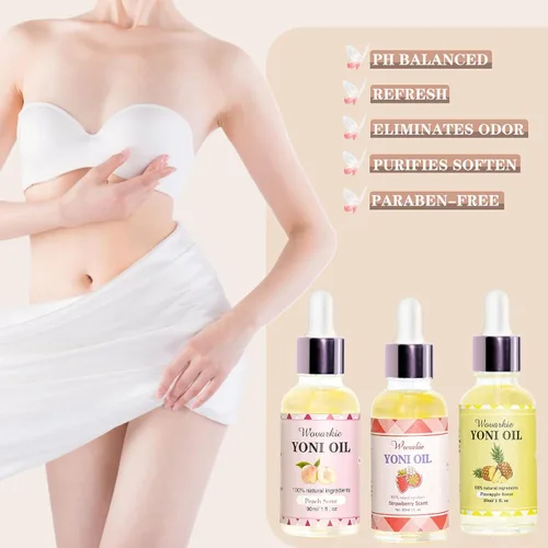 Vista 7 de Wovarkie Aceite Yoni para mujer, equilibrio de pH, desodorante femenino, humectante vaginal, cuidado femenino, aceite de Yoni totalmente natural