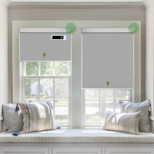 Vista 8 de Persianas motorizadas con control remoto, persianas automáticas opacas de enfriamiento con panel solar, persianas inteligentes inalámbricas