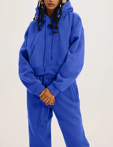 Vista 44 de Kissonic Conjunto deportivo de forro polar para mujer, 2 piezas, sudadera con capucha y pantalones deportivos