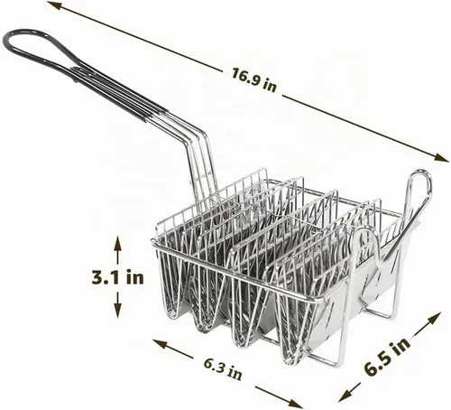 Vista 2 de SOTECH Cesta de tortilla para freír en la cocina, molde para freír para freír y freír grasa profunda, cesta cuadrada de acero inoxidable (4 conchas)