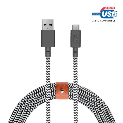 Vista 10 de Cable Native Union Belt USB-C a USB-A - Cable de carga ultrarresistente de 4 pies con correa de cuero compatible con iPhone 16, Samsung Galaxy Z