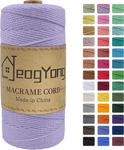 Vista 37 de JeogYong Cuerda de macramé de 0.078 pulgadas x 218 yardas, cuerda de algodón natural torcida de 3 hebras, cuerda de algodón de color para colgar