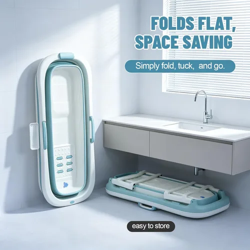 Vista 3 de 54" Portable Bathtub for Adults, Foldable Bathtub with Dual Drain