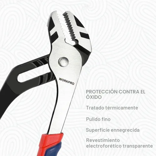 Vista 3 de WORKPRO Alicates para juntas de ranura de 10 pulgadas, alicates de bomba ajustables de 7 posiciones, capacidad de mandíbula de 2 pulgadas, acero