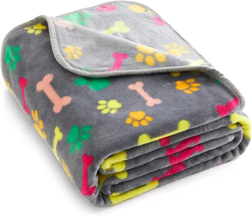 Vista 8 de Allisandro Manta de lujo para perro, 350 GSM, manta de forro polar de microfelpa súper mullida para perros y gatos pequeños, medianos y grandes