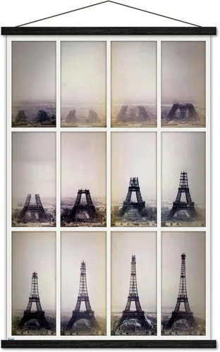 Vista 8 de Trends International Póster de pared con lapso de tiempo de construcción de la Torre Eiffel, 14.725 x 22.375 pulgadas, versión enmarcada de madera