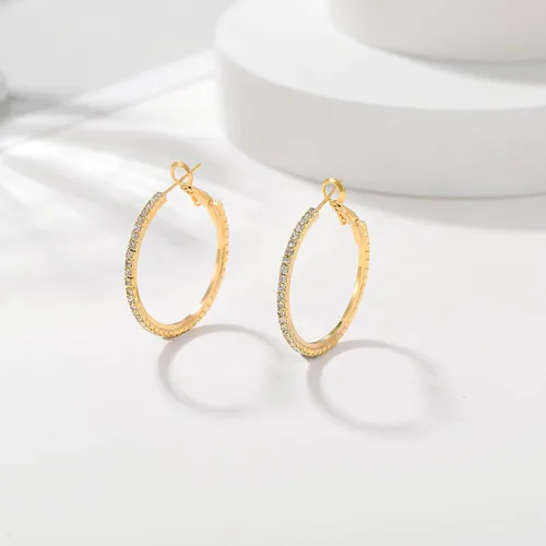Vista 8 de MOROTOLE Aretes de aro de oro de 14 quilates con diamantes de imitación, finos, grandes, hipoalergénicos, para mujeres y niñas, regalos de joyería