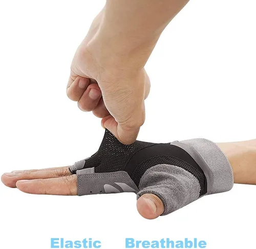 Vista 3 de Luwint Guantes de yoga sin dedos para mujer, antideslizantes, acolchados, para pilates, fitness, entrenamiento, entrenamiento, ejercicio, accesorios