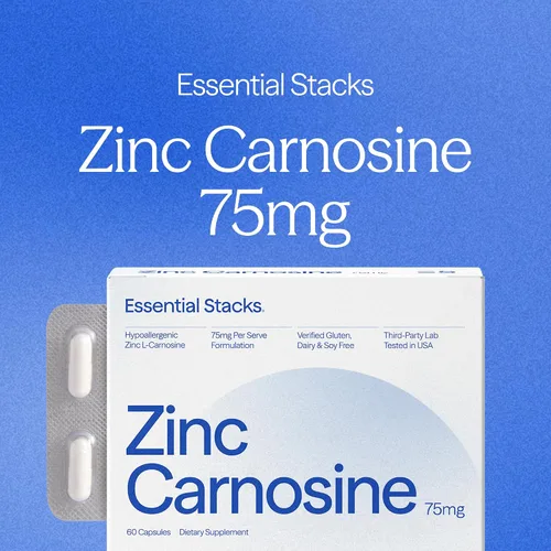 Vista 2 de Essential Stacks Suplemento de zinc carnosina de 75 mg - Probado por