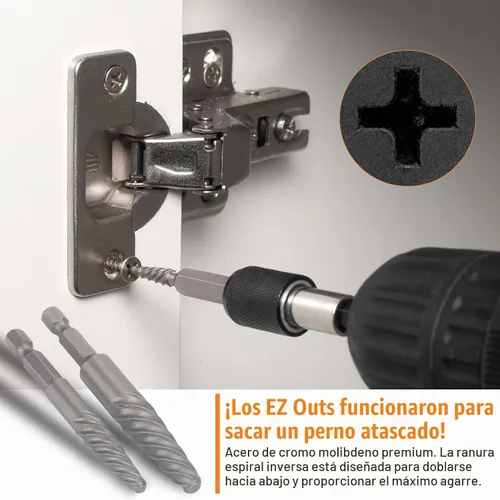 Vista 4 de Juego de extractor de tornillos dañados, extractor de pernos fácil de sacar de 6 piezas para quitar fácilmente pernos rotos, tornillos pelados