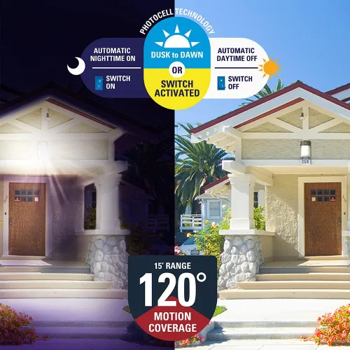 Vista 5 de HALO FE - Luz LED integrada equivalente a 60 W, sensor de movimiento, de bronce, luz de área del atardecer al amanecer, 3500K