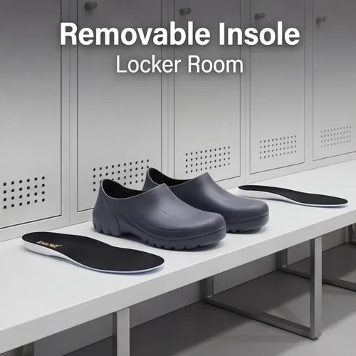 Vista 2 de FLIOZY Zuecos de trabajo antideslizantes para hombres y mujeres, zapatos de chef de EVA impermeables, zapatos de cocina y enfermería
