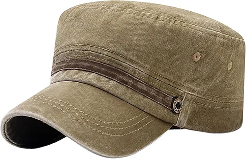 Vista 14 de Gorra militar unisex, estilo cadete, ajustable, de algodón lavado, con parte superior plana, gorra de béisbol