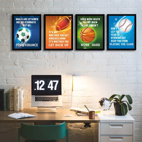 Vista 4 de Póster deportivo de frases motivacionales, cita deportiva, inspiradora, arte de baloncesto, fútbol, béisbol, fútbol, para dormitorio, sala