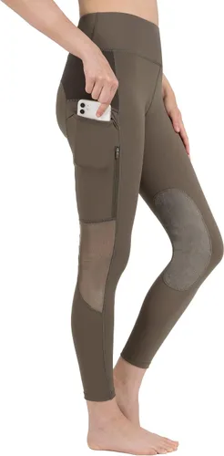 Vista 2 de FitsT4 - Mallas de equitación para mujer con bolsillos con cremallera, parche en la rodilla, malla de enfriamiento, pantalones ecuestres