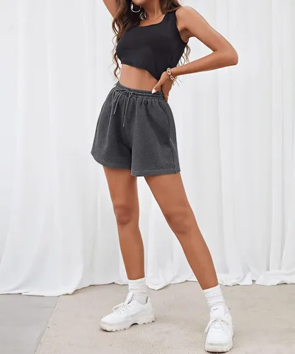 Vista 5 de EFAN Pantalones cortos de verano para mujer, casuales, cómodos, de cintura alta, con cordón, de algodón, con bolsillos, 2023