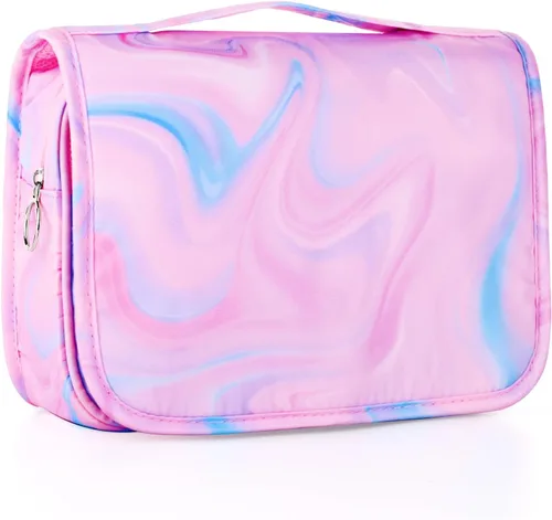 Vista 28 de Bolsa de aseo colgante de tie dye para niñas, bolsa de aseo de viaje para adolescentes, impermeable, para maquillaje y artículos de tocador, bolsa