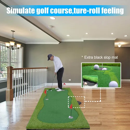 Vista 3 de Golf Putting Verde/Mat-Golf Training Mat - Alfombrilla profesional de práctica de golf - Putter largo desafiante verde para interiores y exteriores