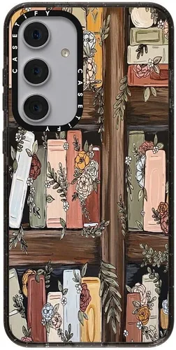 Vista 207 de CASETiFY Funda de impacto para Galaxy S22+ - Adhesivo Aries Moross, color negro transparente