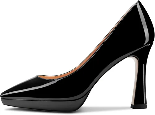 Vista 2 de Saekcted Zapatos de tacón alto de tacón de aguja para mujer, zapatos de tacón puntiagudo, sin cordones, para boda, oficina, 3.9 pulgadas