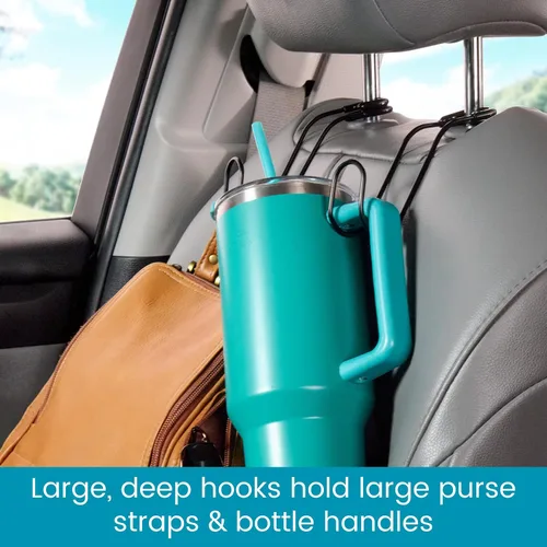 Vista 3 de High Road Ganchos Irrompibles para Bolsas de Automóvil - Grandes, Ganchos de Metal Sólido para Asiento de Automóvil para Bolso, Mochila, Abrigos
