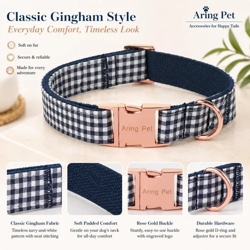 Vista 54 de Aring Pet Collar de algodón, ligero y ajustable, con hebilla de liberación rápida, para perros pequeños, medianos y grandes, para cachorros, S, Hoja