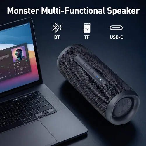 Vista 10 de Monster Altavoz Bluetooth, Altavoces Bluetooth Inalámbricos Portátiles para Exteriores, 60W Estéreo Verdaderamente Inalámbrico IPX8 Impermeable