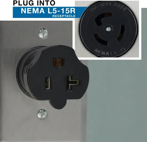 Vista 6 de Conntek 30128-BK, Adaptador de enchufe de bloqueo NEMA L5-15P a 5-15/20R Negro